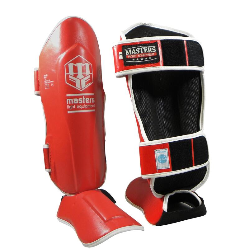 Ochraniacze piszczeli i stopy ze skóry naturalnej MASTERS FIGHT EQUIPMENT z WAKO