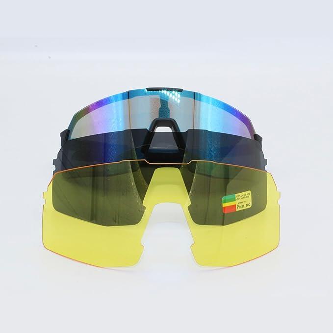 Lunettes de sport polarisées - 3 verres interchangeables / UV400 (Blanc)