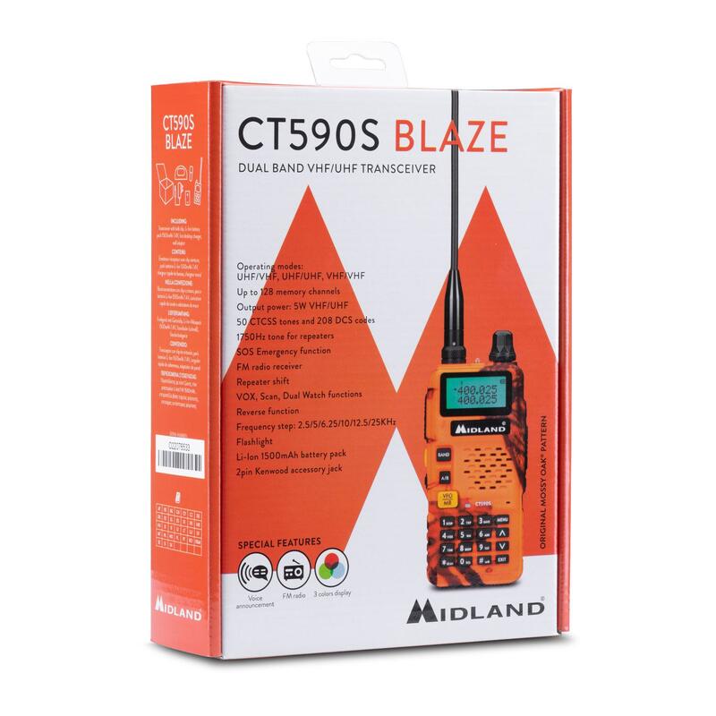 Walkie talkie, Dual Band, Midland CT510 S Blaze, VHF/UHF, camuflaje naranja