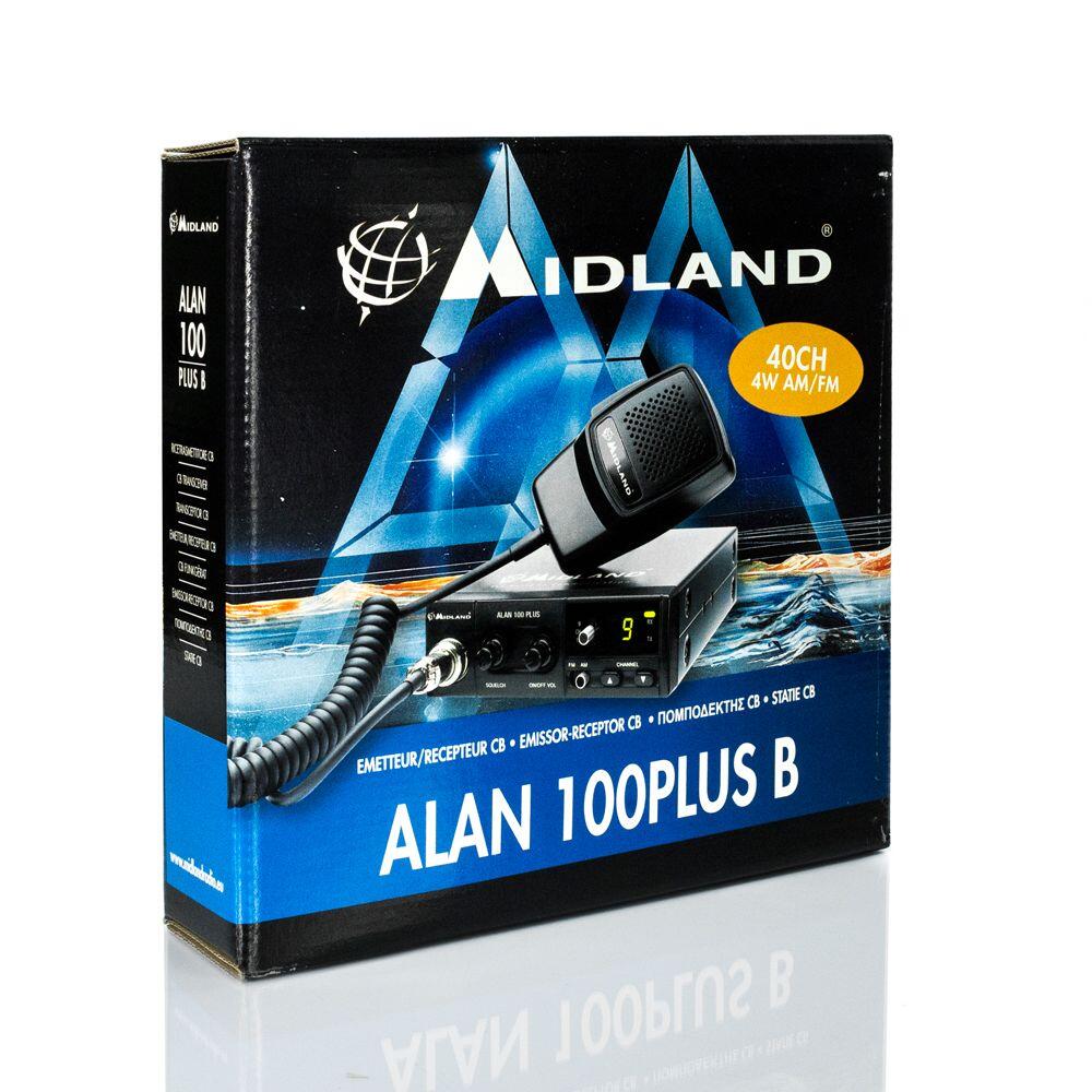 Emisora CB, Midland Alan 100 Plus B; color negro, 4 PIN 7/7