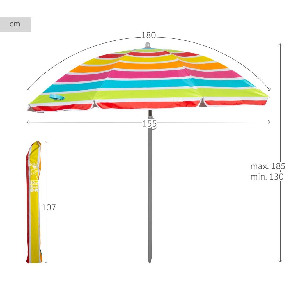 Aktive Guarda-sol de praia 8 varetas180 cm cores às riscas 4/7