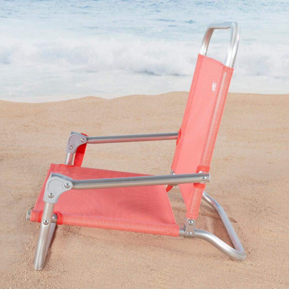 Aktive Kleine koraalkleurige opvouwbare strandstoel met schouderriem 5/7