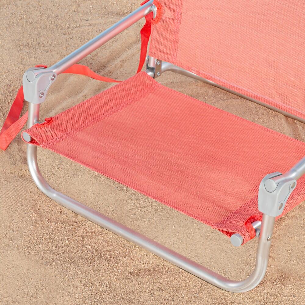 Aktive Kleine koraalkleurige opvouwbare strandstoel met schouderriem 3/7