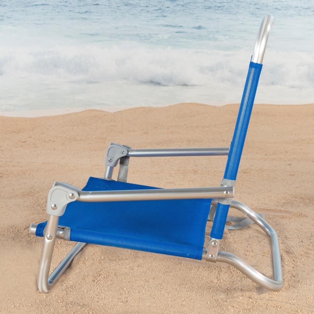 Aktive Petite chaise de plage pliante bleue avec repose-épaule 5/7