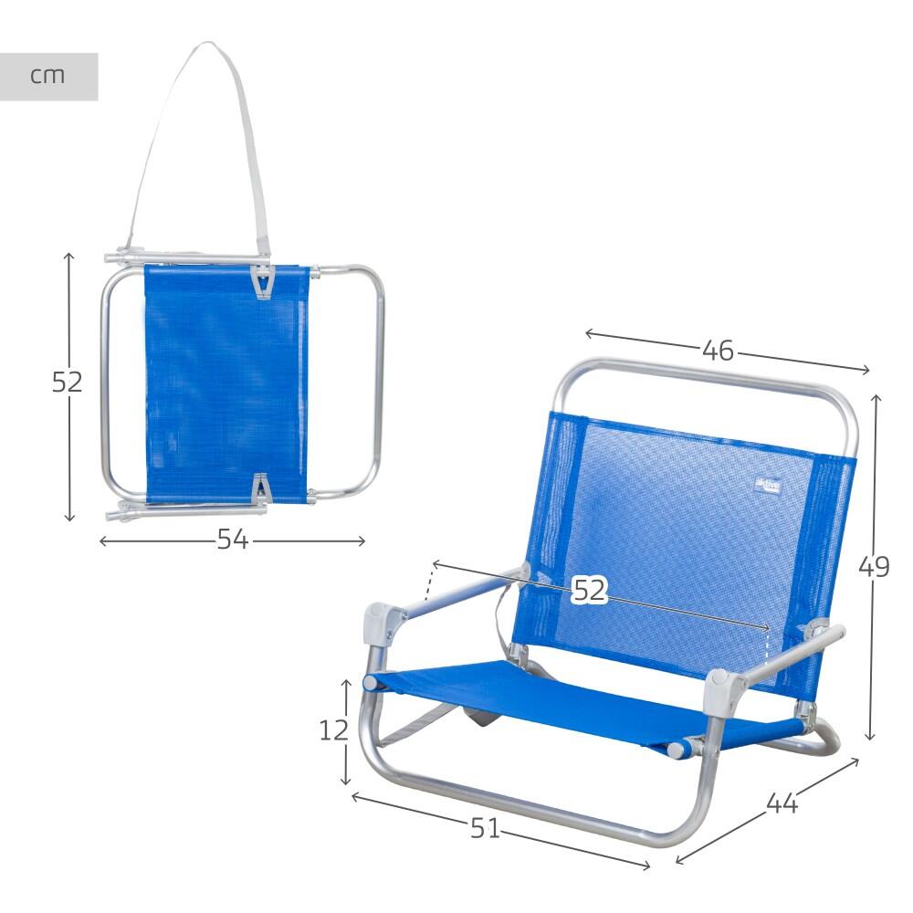 Aktive Petite chaise de plage pliante bleue avec repose-épaule 4/7