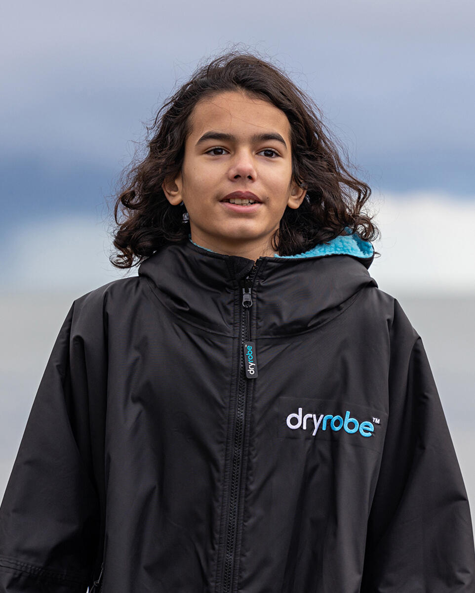 dryrobe Advance Kids Long Sleeve V3 Black/Blue DRYROBE Decathlon