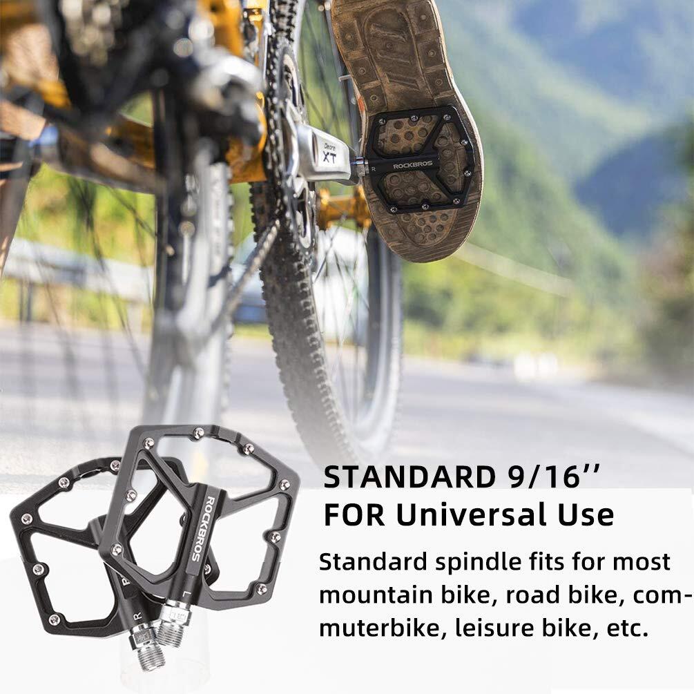 Pédales Vélo Plates pour VTT BMX d'aluminium 9/16" Anti-Glissant  Noir 2/7
