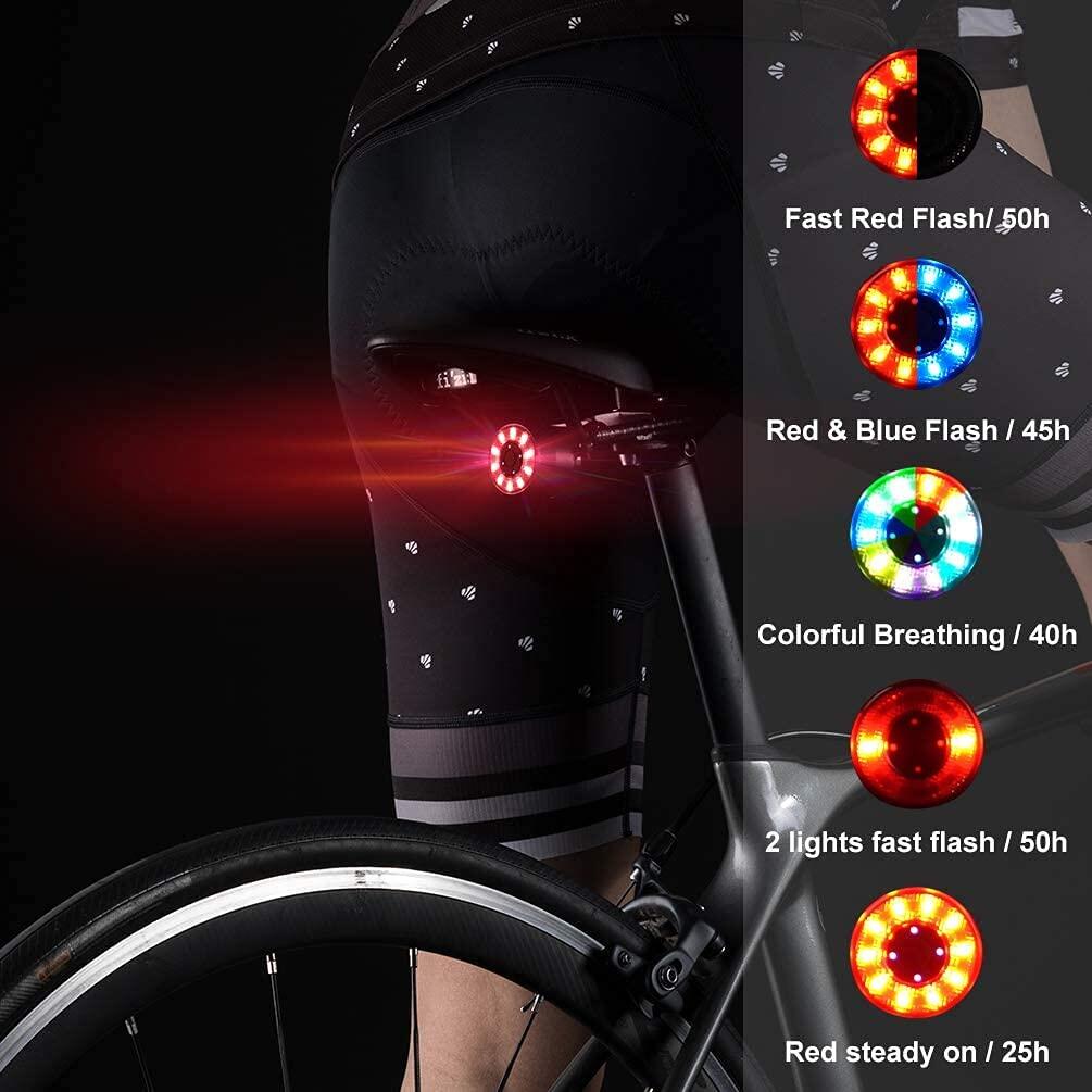 Feu Arrière Vélo LED 5 Mode d’éclairage Étanche USB Rechargeable Lumière Arrière 2/7