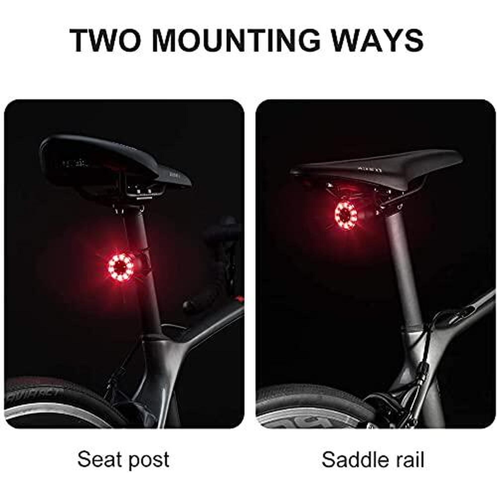 Feu Arrière Vélo LED 5 Mode d’éclairage Étanche USB Rechargeable Lumière Arrière