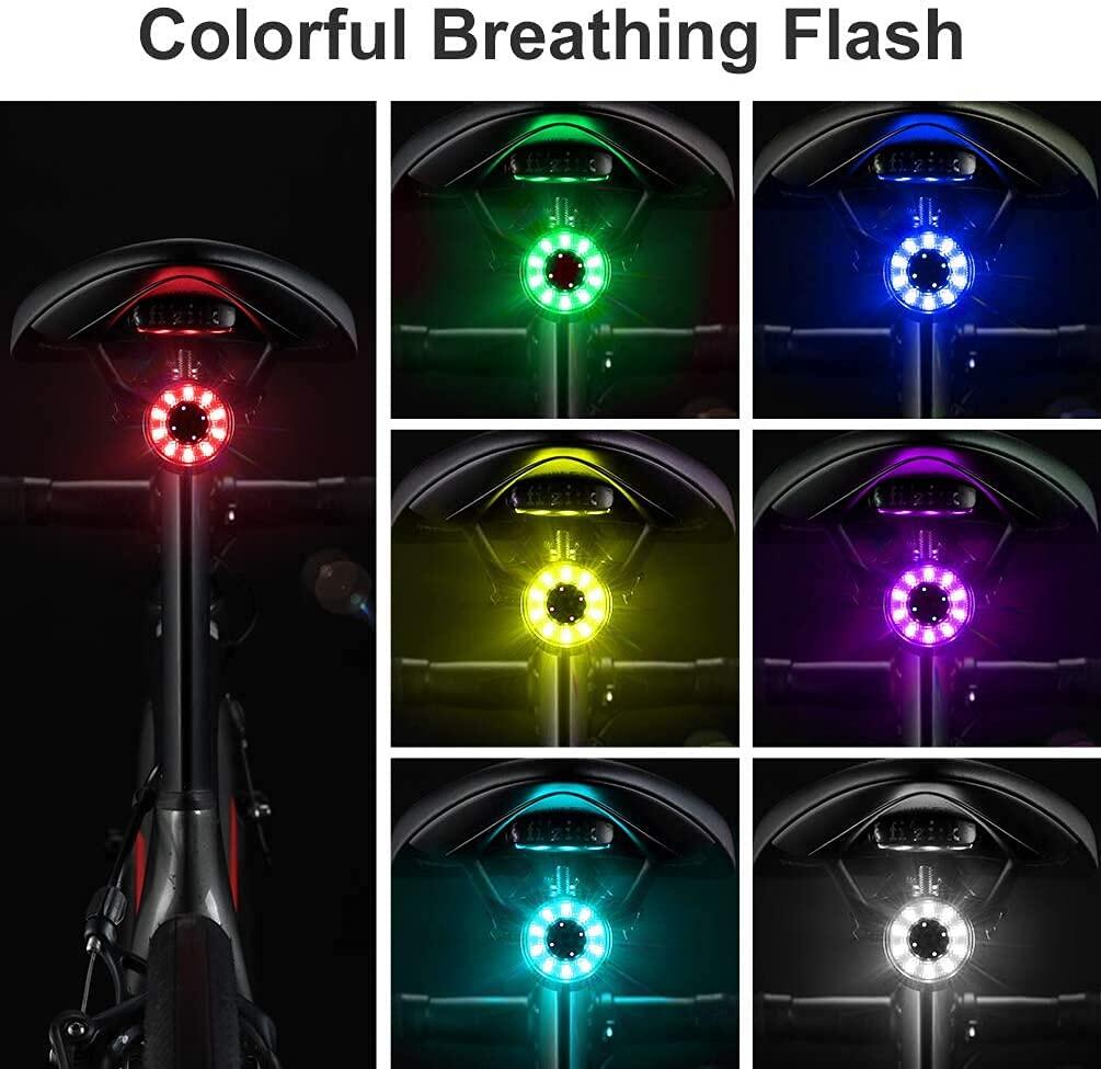 Feu Arrière Vélo LED 5 Mode d’éclairage Étanche USB Rechargeable Lumière Arrière 4/7