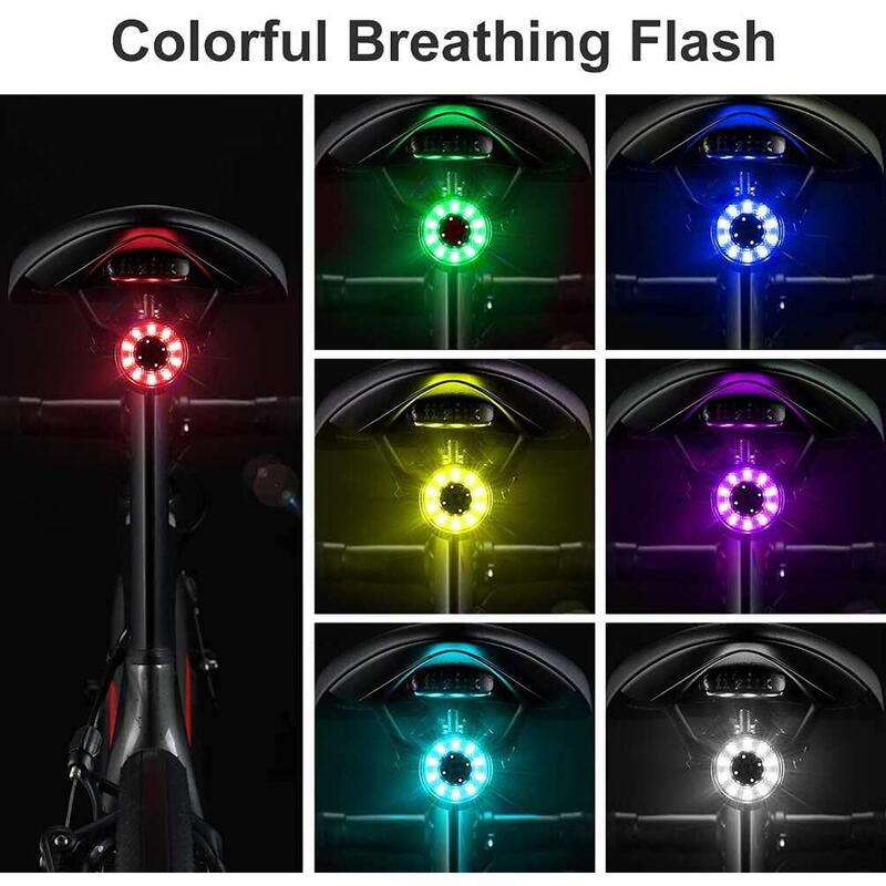 Feu Arrière Vélo LED 5 Mode d’éclairage Étanche USB Rechargeable Lumière Arrière