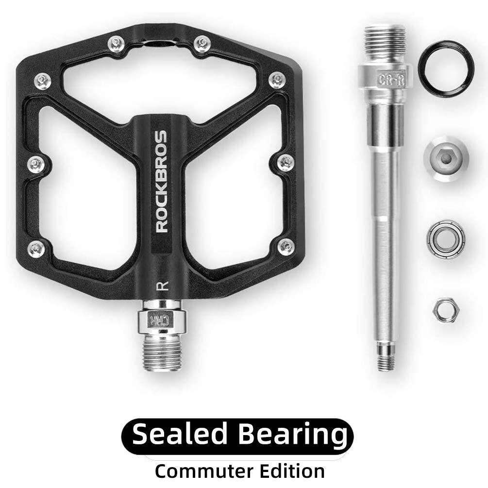 Pédales Vélo Plates pour VTT BMX d'aluminium 9/16" Anti-Glissant  Noir 7/7