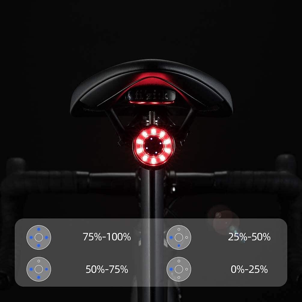Feu Arrière Vélo LED 5 Mode d’éclairage Étanche USB Rechargeable Lumière Arrière 6/7