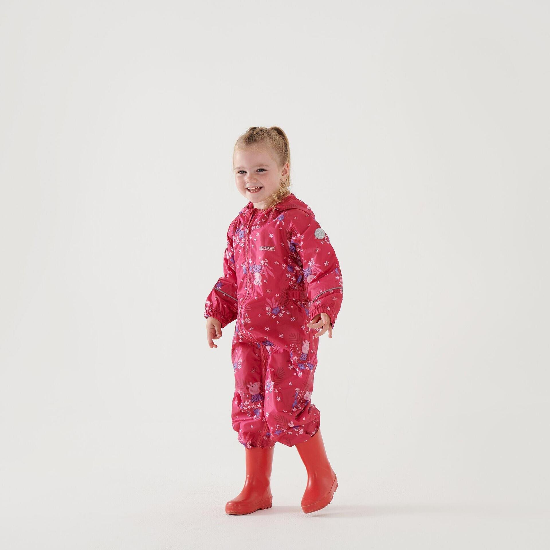 Regatta Childrens/Kids Pobble Peppa Pig Floral Waterproof Puddle Suit