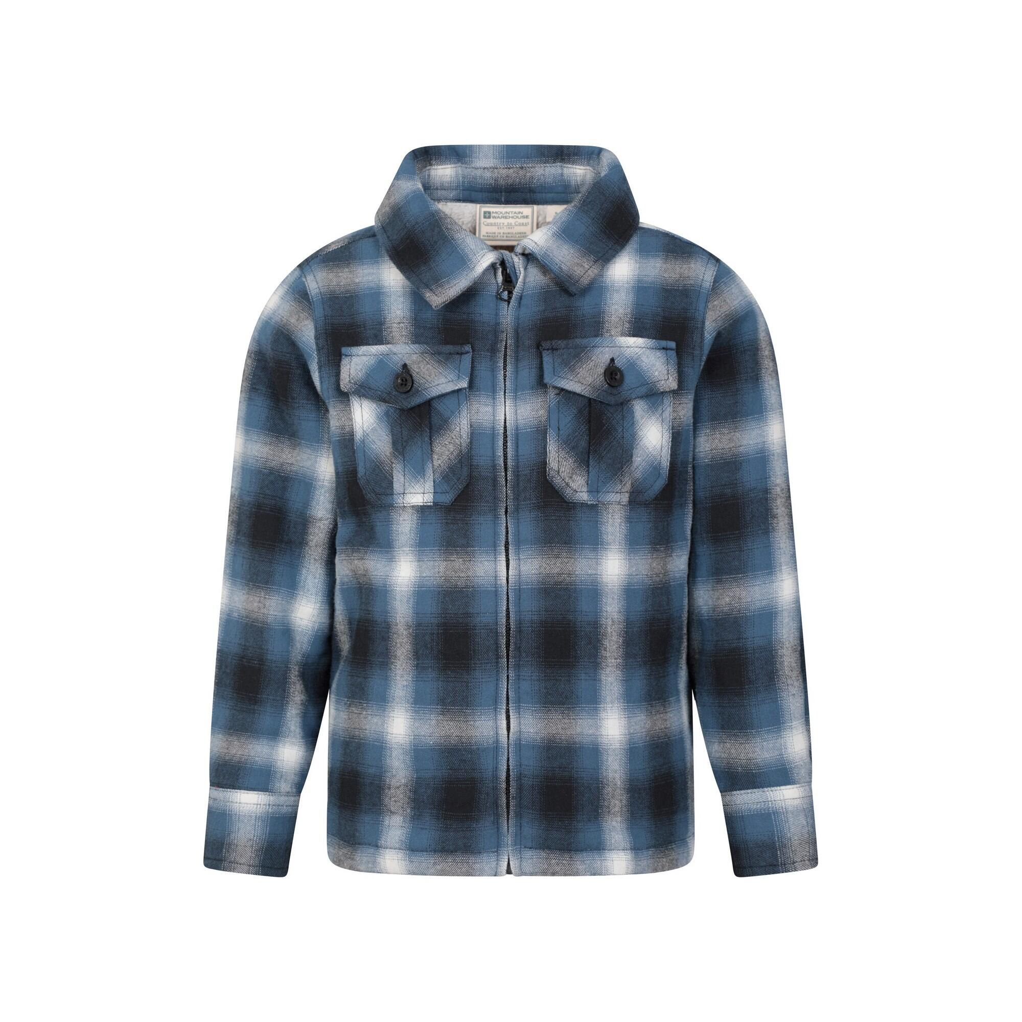 Mountain Warehouse Childrens/Kids Stream Checked Borg Lined Full Zip Shirt