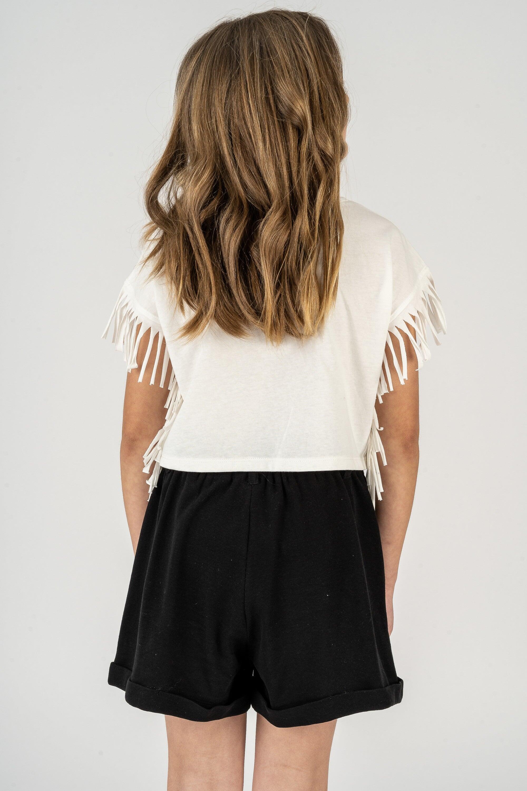 Camiseta branca feminina com detalhe de 3/5