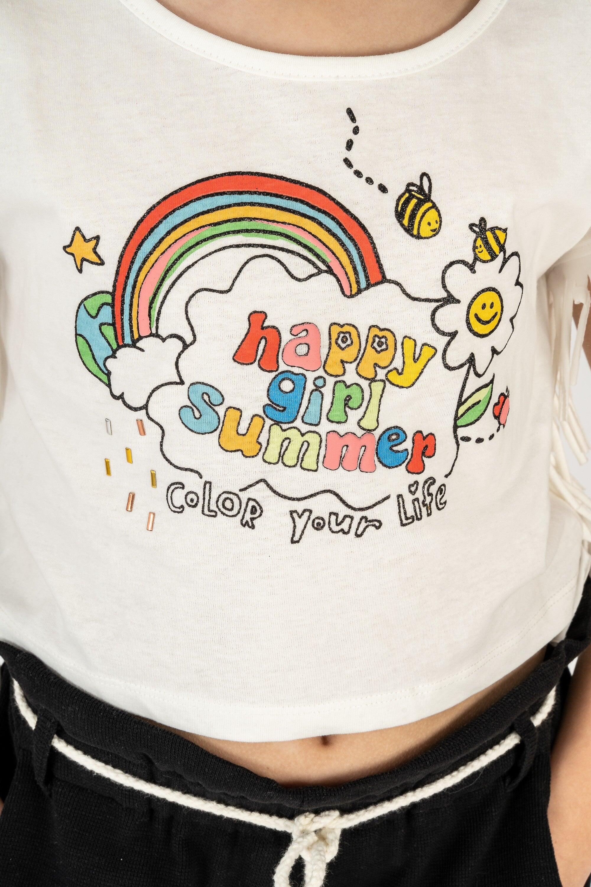 Camiseta branca feminina com detalhe de 5/5
