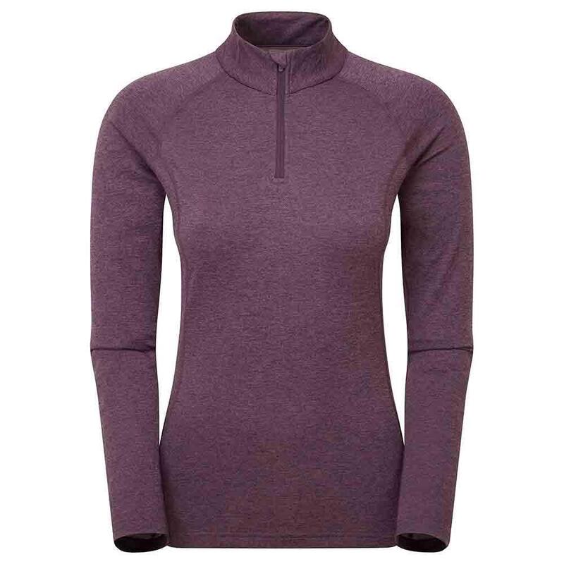 Dart Women's Zip Neck Long Sleeve Quick-Dry T Shirt - Dark Purple