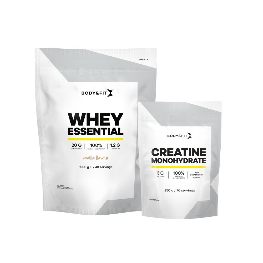 BODY&FIT Whey Essential Vanille 1000 gram & Creatine Monohydrate 250 gram - Vanilla