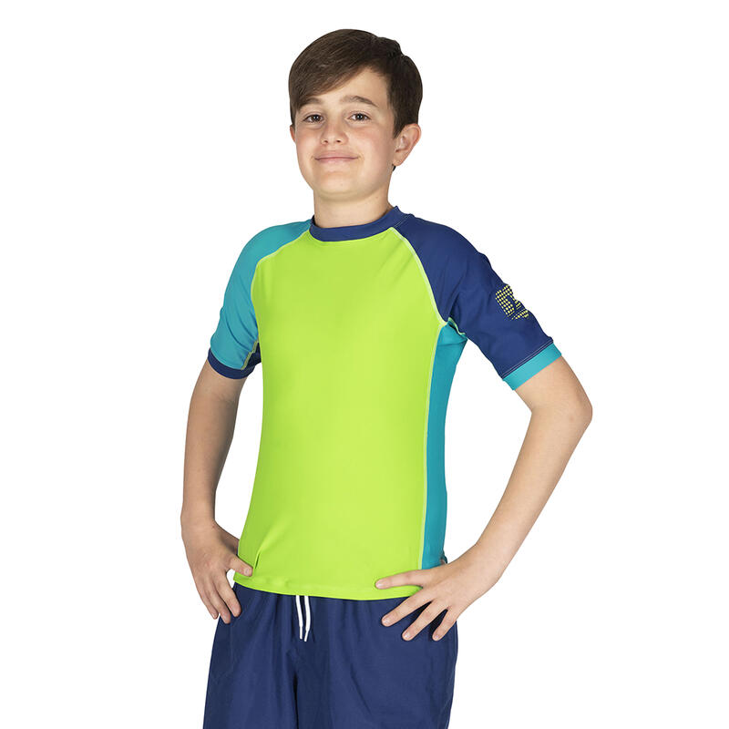 Licra de snorkeling Courtes Rashguard Shield Youth Manga Curta, Verde