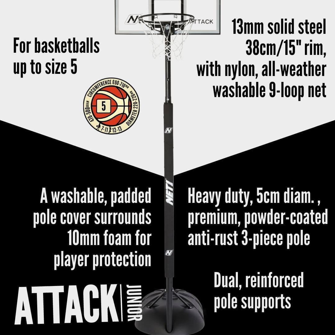 NET1 Attack Basketball Hoop - Youth 6/7