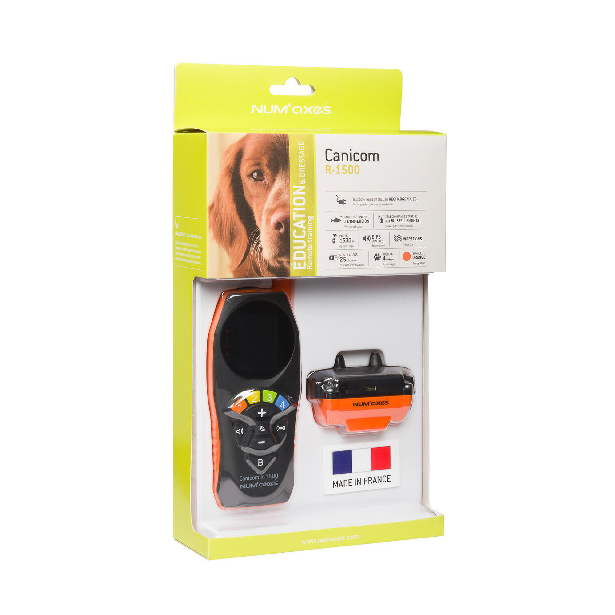 Num'axes - Ensemble D'Éducation Rechargeable Pour Chien - Canicom R-1500 - Collier De Dressage - Noir|orange - Decathlon