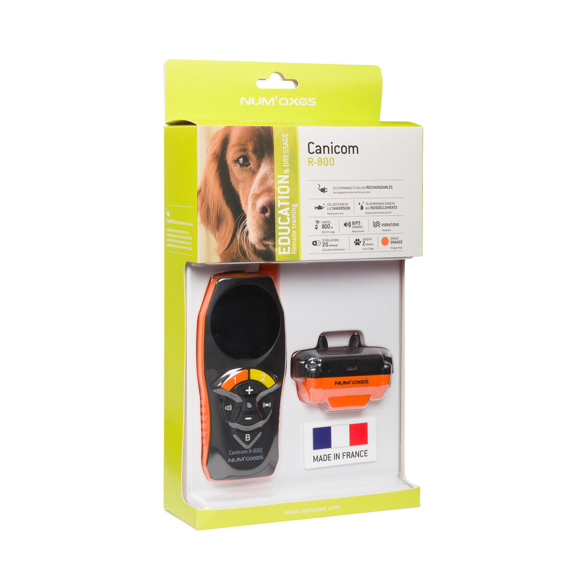 Num'axes - Ensemble D'Éducation Rechargeable Pour Chien - Canicom R-800 - Collier De Dressage - Noir|orange - Decathlon