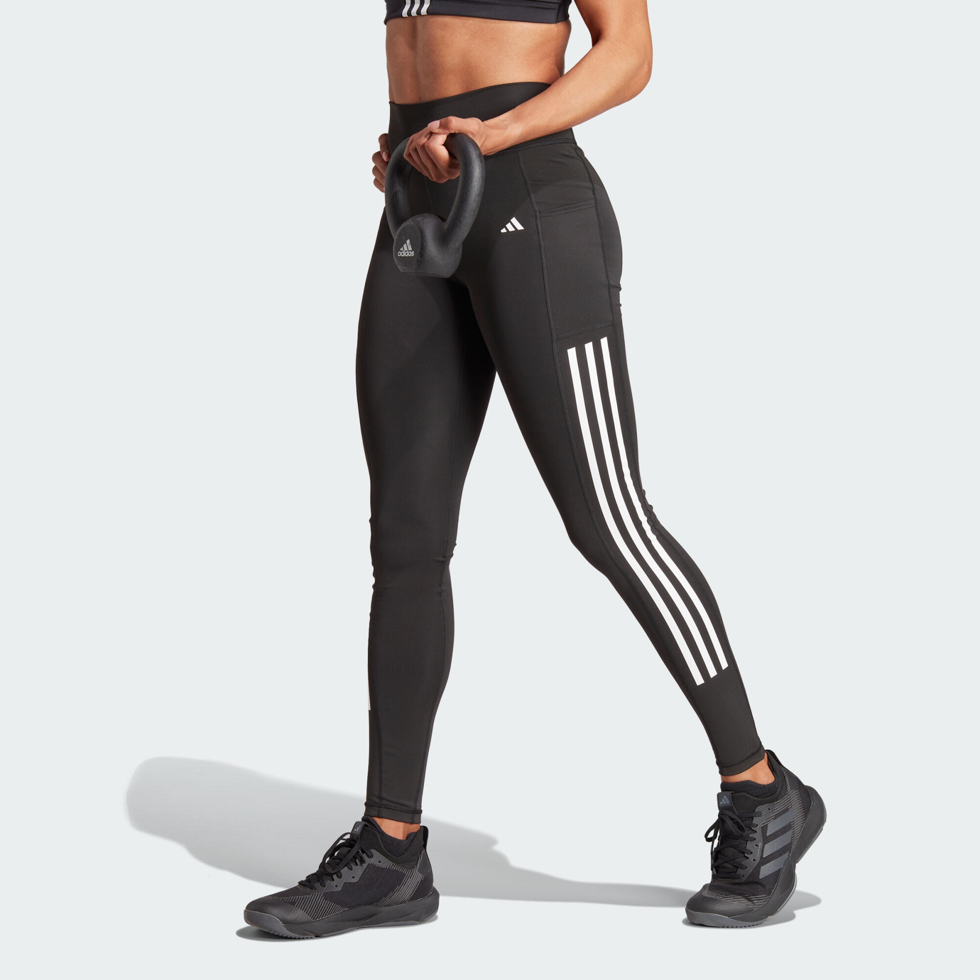 Adidas - Legging Long 3 Bandes Optime - Collant - Noir - 36 Xs - Decathlon
