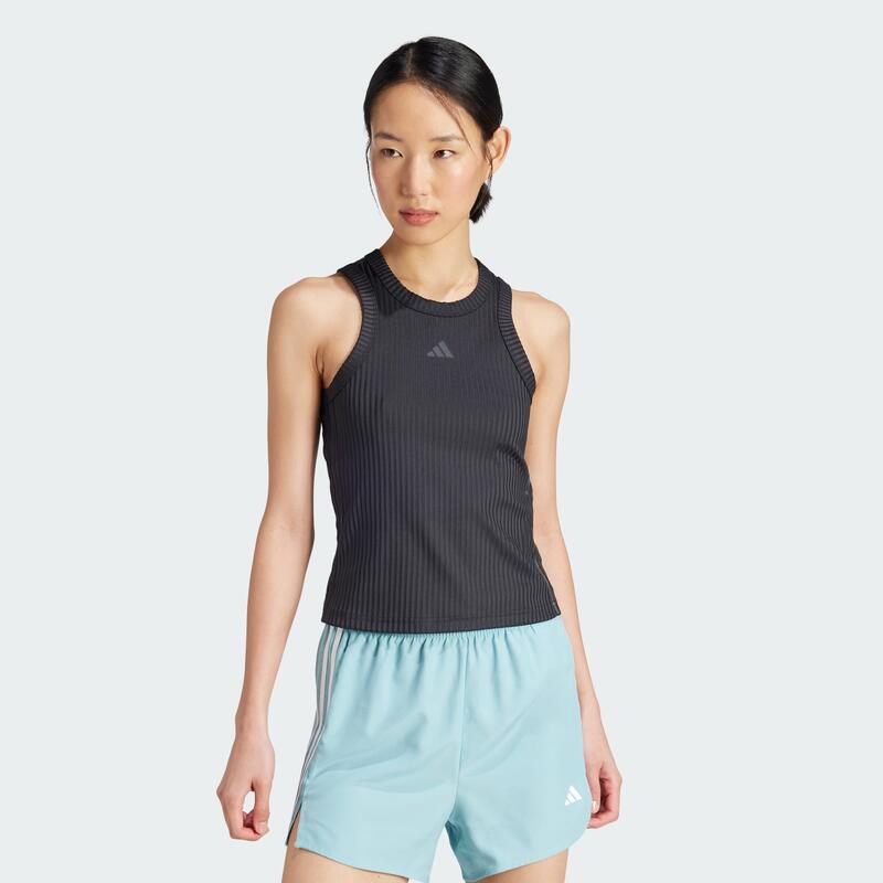 All Gym Seasonal Rib Tight Fit Tonal 3-Stripes Tanktop