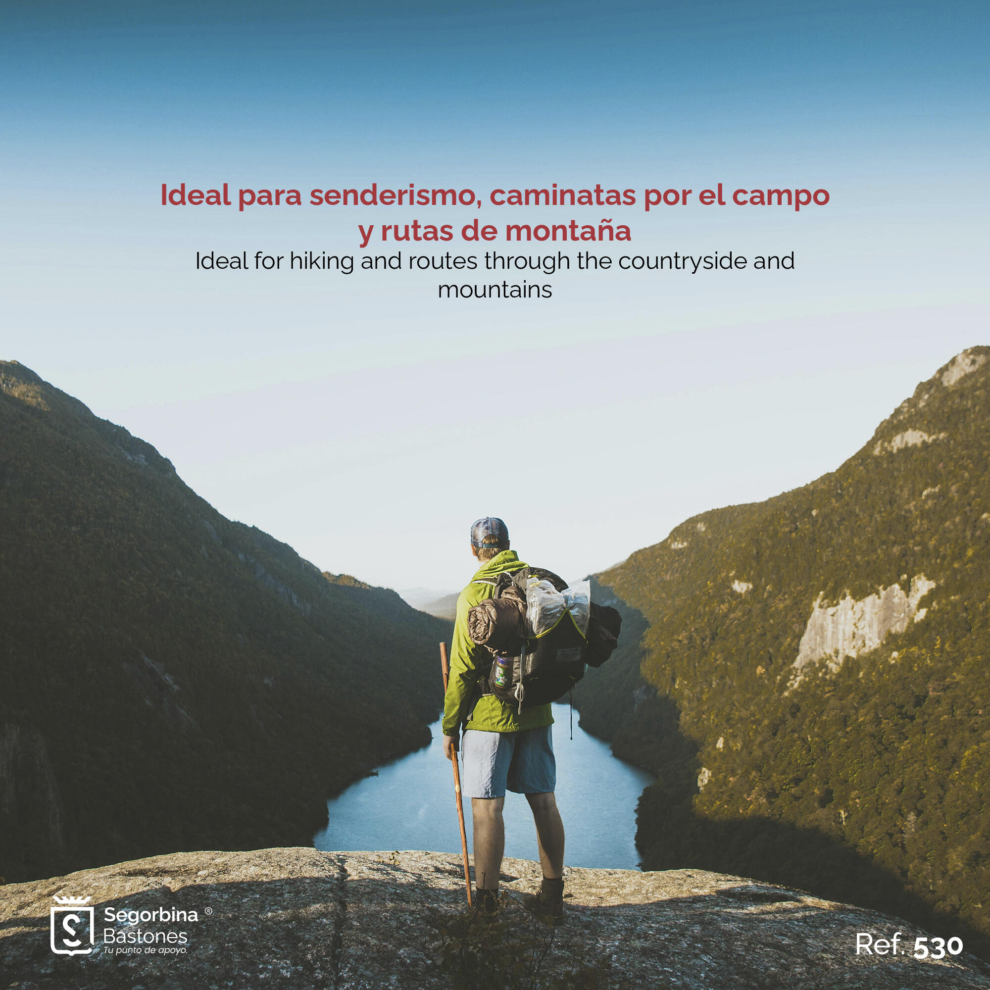 Bastão de caminhada em madeira de castanheiro natural 125cm 3/4
