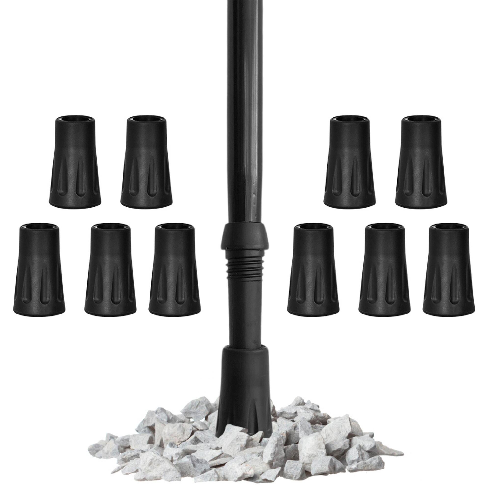 SEGORBINA DE BASTONES 10 pcs Punteras DE Goma UNIVERSAL Baston Trekking 12mm con Anillo METÁLICO.