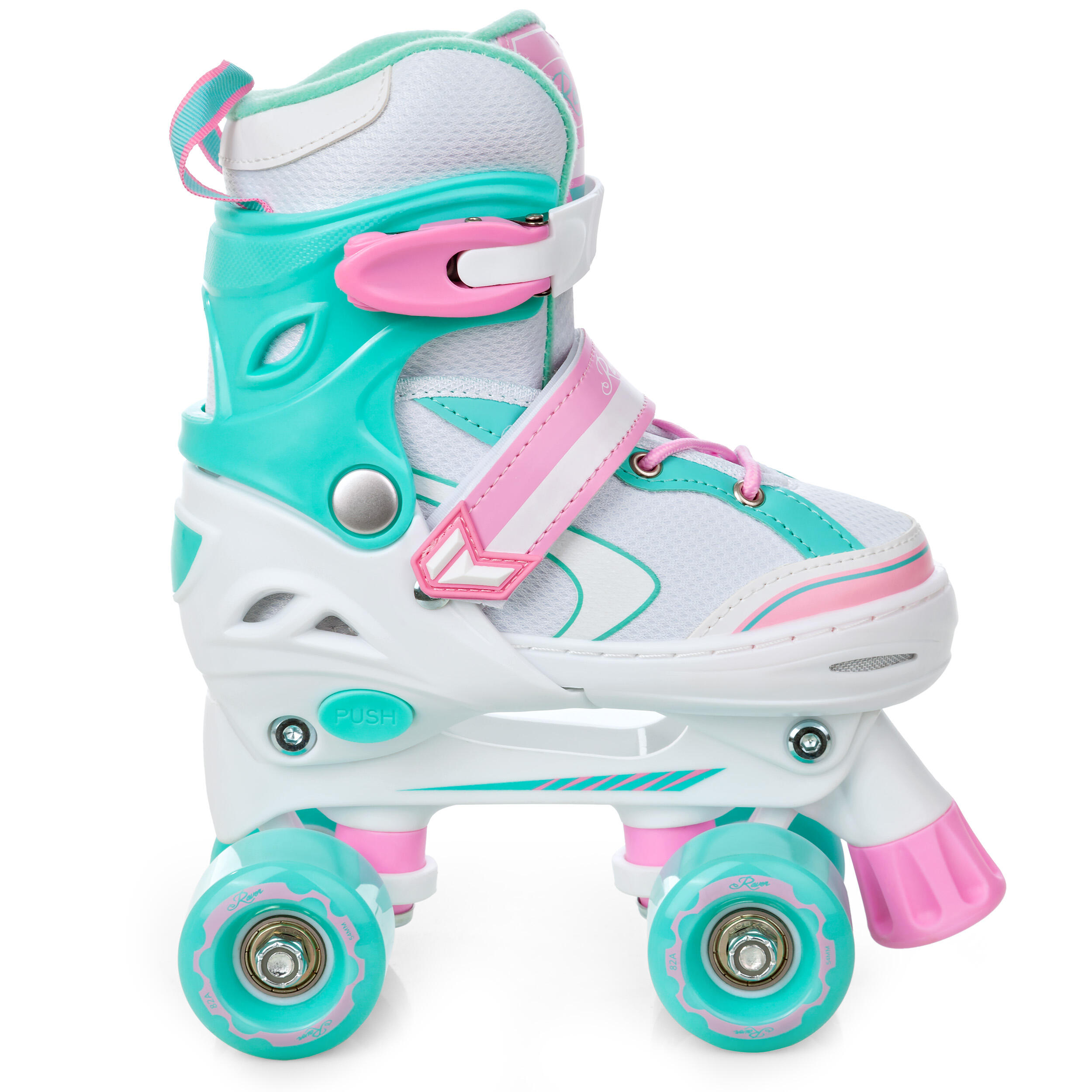 Verstelbare Rolschaatsen lichtgevende LED wielen Lia Wit/Mint/Roze 3/6