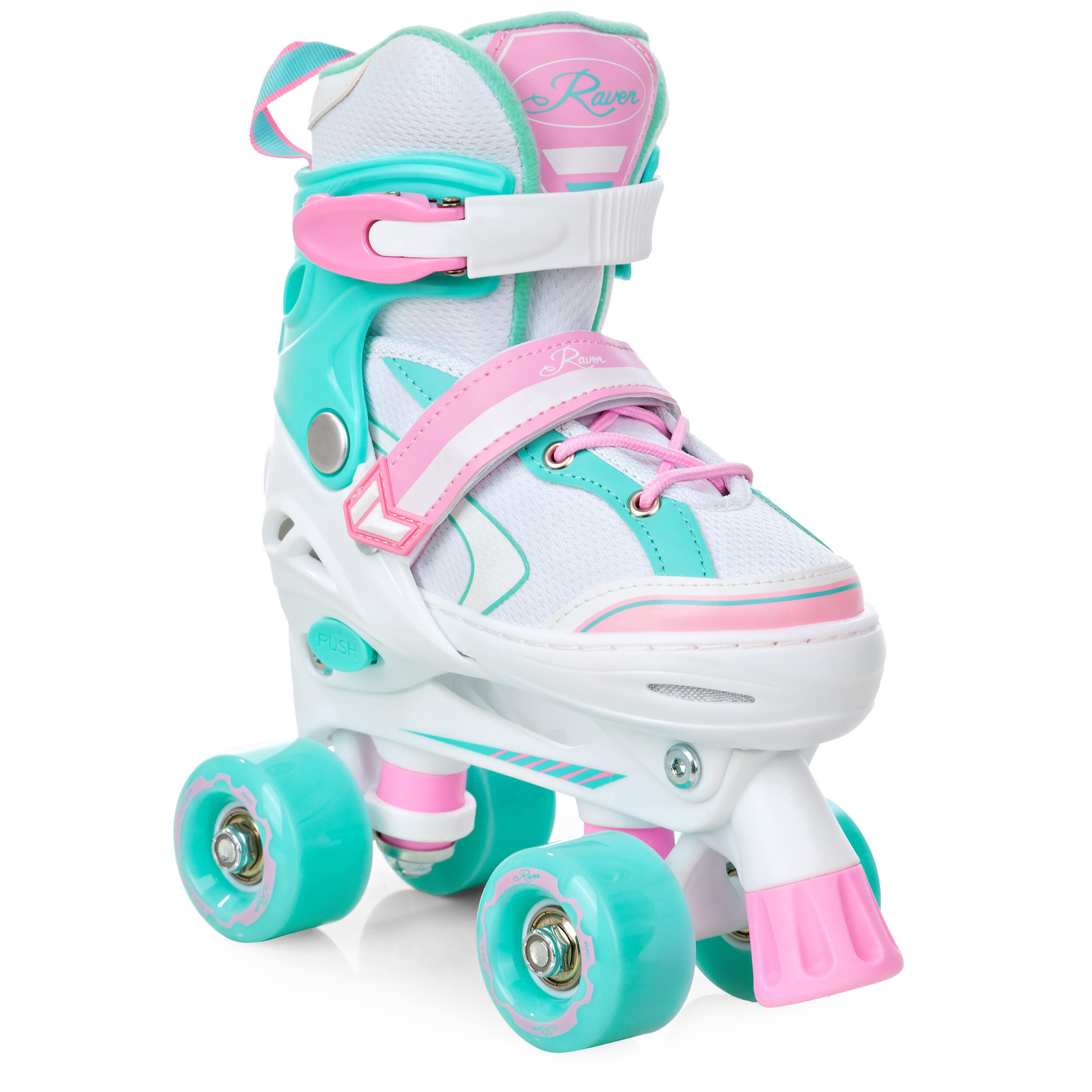 Verstelbare Rolschaatsen lichtgevende LED wielen Lia Wit/Mint/Roze 2/6