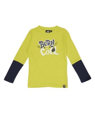 Zweifarbiges Langarm-T-Shirt für Kinder mit Basic-Aufdruck