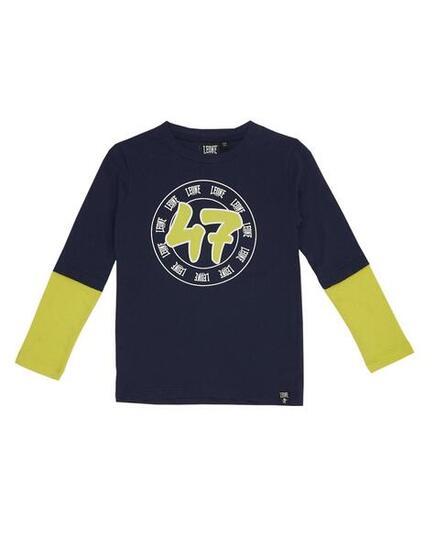 Zweifarbiges Langarm-T-Shirt für Kinder mit Basic-Aufdruck