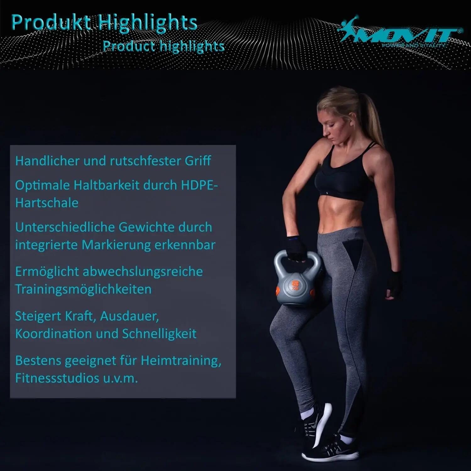 Kettlebell , MOVIT® de 10 kg, gri 3/3