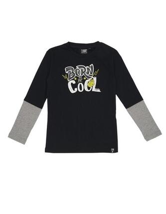 Zweifarbiges Langarm-T-Shirt für Kinder mit Basic-Aufdruck