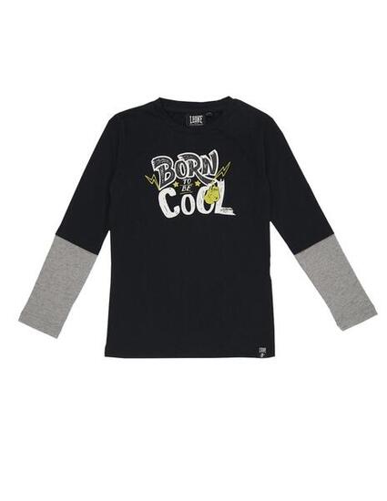 Zweifarbiges Langarm-T-Shirt für Kinder mit Basic-Aufdruck