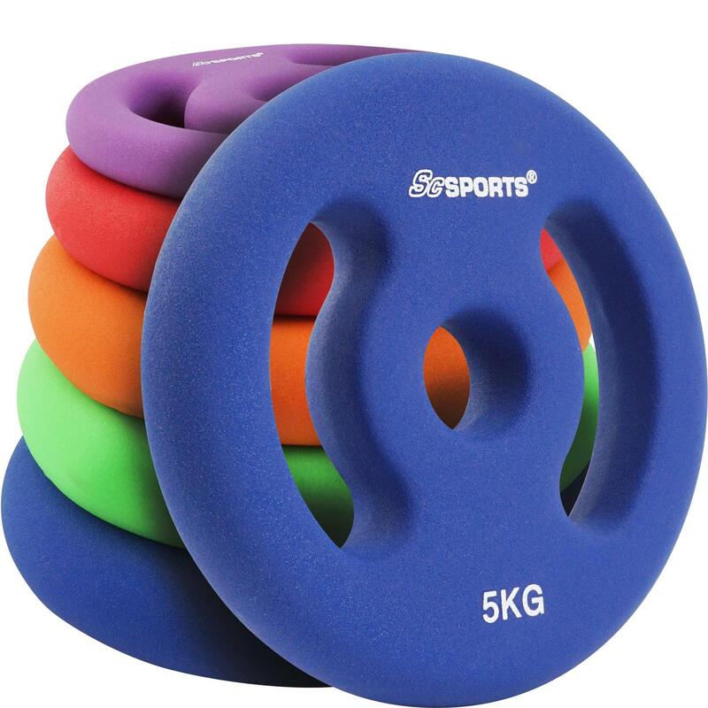 Set placi de greutate din neopren 30 si 31mm fonta 2 x 5 KG albastru