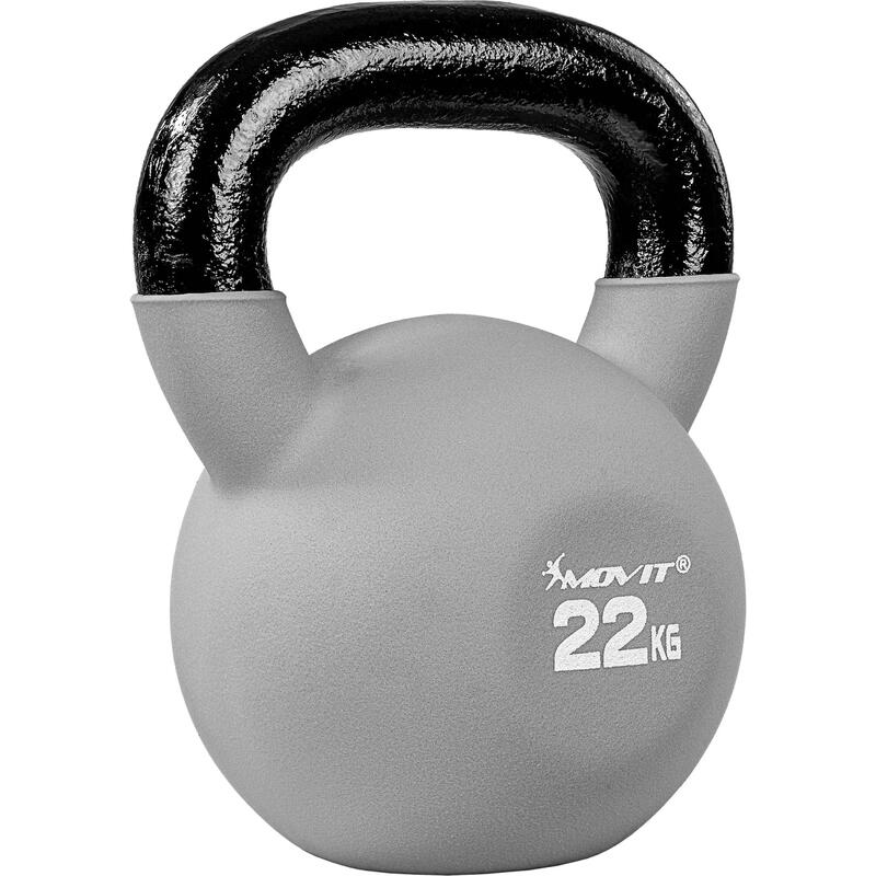 Kettlebell profesional, MOVIT®, 22 kg, fonta, gri