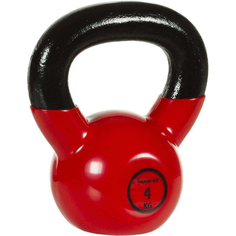 Kettlebell profesional, MOVIT®, 4 kg, fonta, rosu