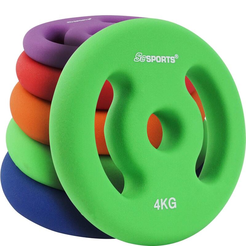 Set placi de greutate din neopren 30 si 31mm fonta 2 x 4 KG verde