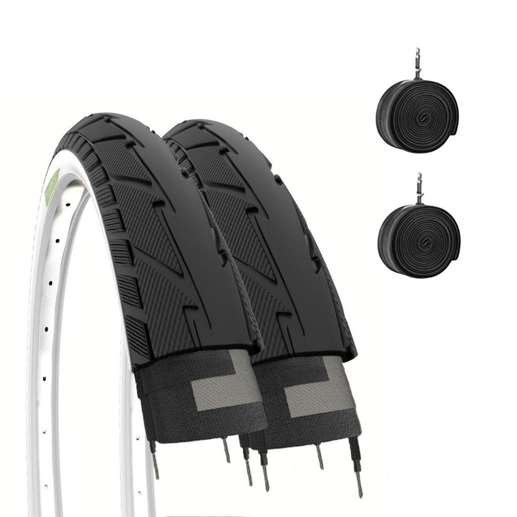 2 tyres 26x1.75 (47-559)+tubes, tyres black/white road city EV