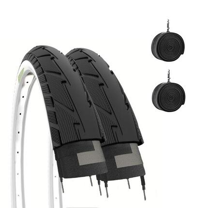 2 Reifen 26x1.75 (47-559)+Schläuche, Reifen schwarz/weiß Straße City EV
