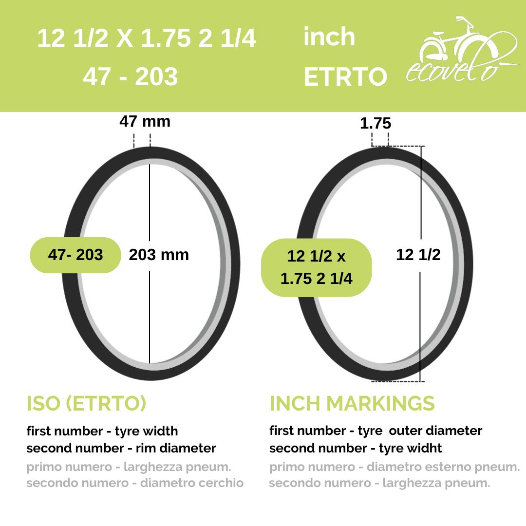 2 copertoni 12 1/2x1.75x2 1/4 (47-203), pneumatici bici 12 1/2 x 1.75 x 2 1/4 EV 2/4