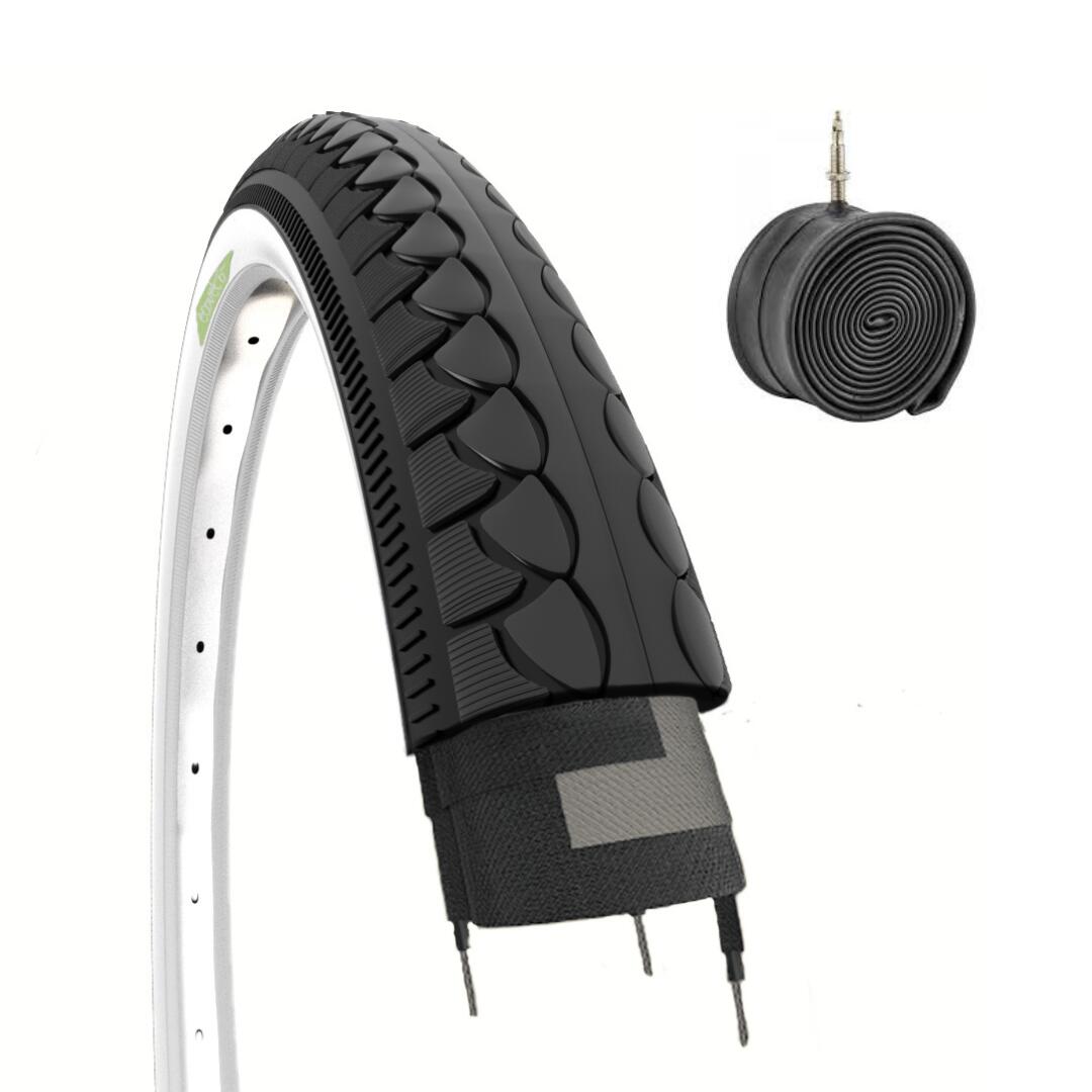 ECOVELO Copertone 26x1.50 (40-559) + camera, pneumatici bici 26 x 1.50 bianconeri EV
