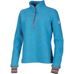 Pull en laine pour femme Dina demi-Zip Turquoise - Bleu