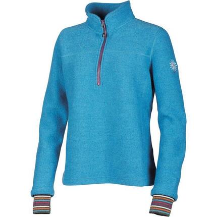 Pull en laine pour femme Dina demi-Zip Turquoise - Bleu