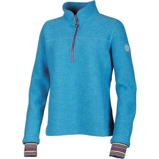 Pull en laine pour femme Dina demi-Zip Turquoise - Bleu