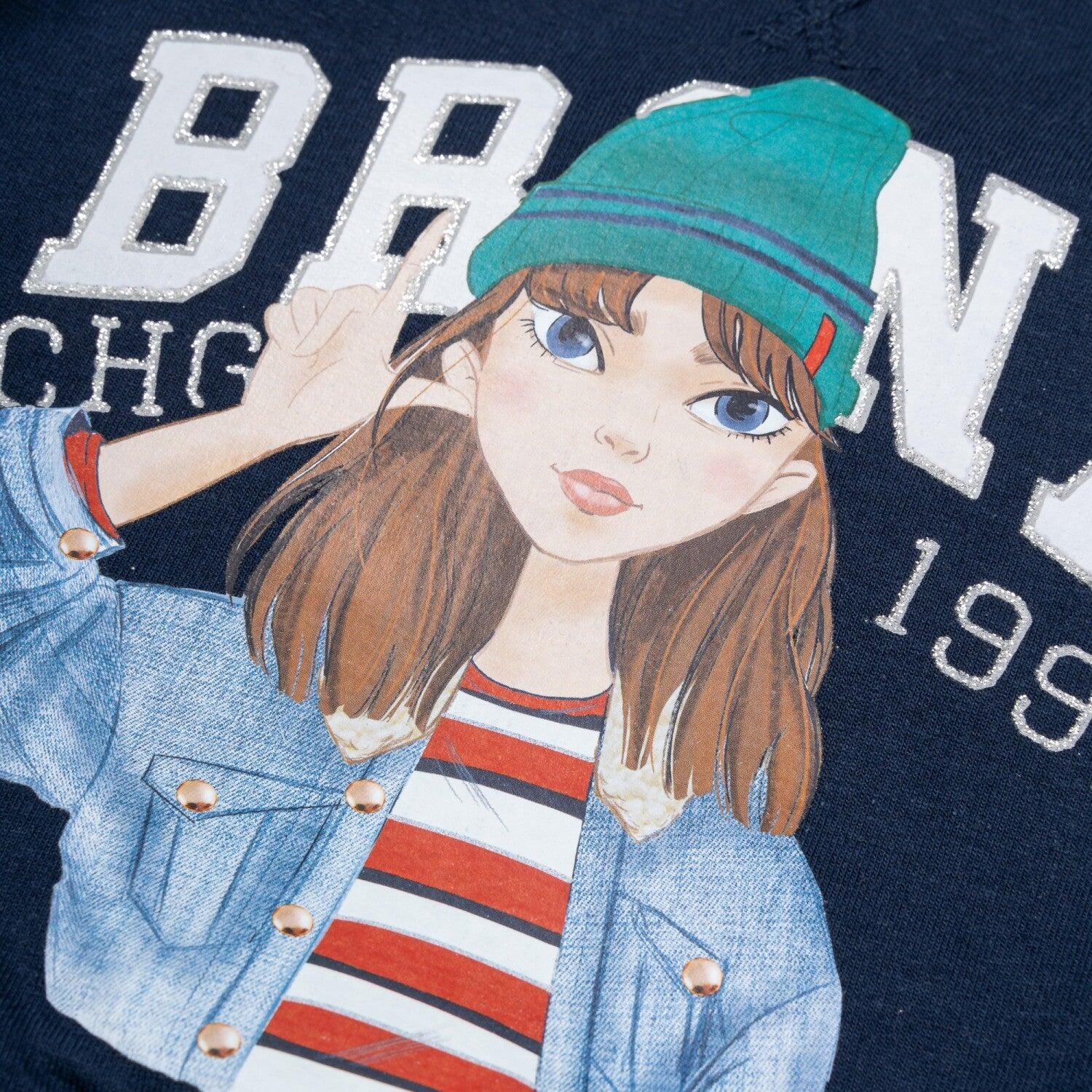 Camiseta azul marinho de manga comprida para 4/4